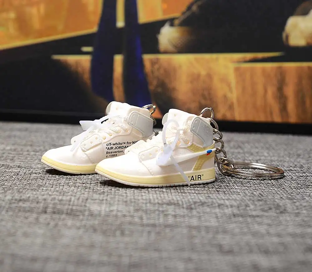 a pair w metal ring Дропшиппинг тапки обуви брелок 1 3D мини-кроссовки "OW CHICAGO" Спортивная обувь тапки брелки - Цвет: a pair w metal ring
