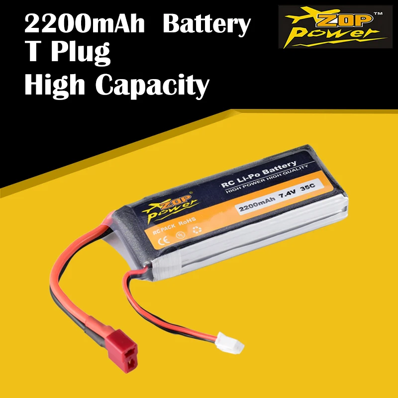 ZOP Power 7 4 В 2200 мАч 35C 2S Lipo батарея с Т образным разъемом сменная для