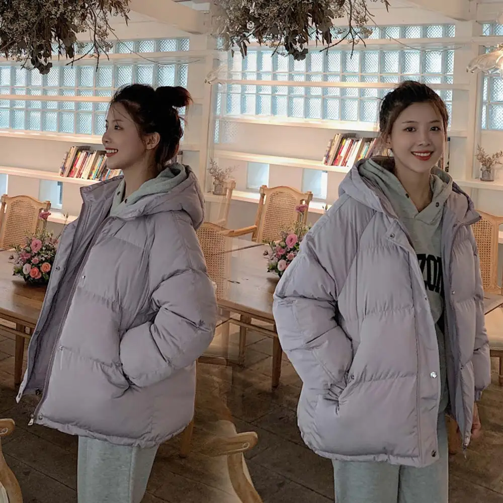 Women Winter Down Jacket Coat Oversize 2XL Short Thicken Warm 2023 Hooded Cotton Padded Winter Coat Women Clothes Black White