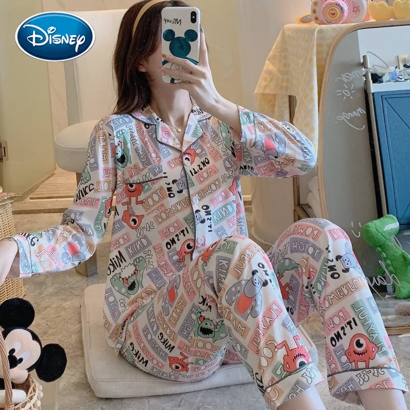 Пижама женская осенне-зимняя с длинными рукавами и изображением Микки граффити |