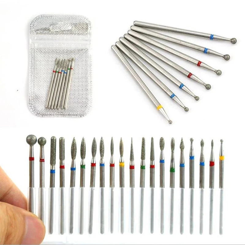 7 шт./компл. Алмазных фрез для маникюра/педикюра Электрический поворотный фрезы