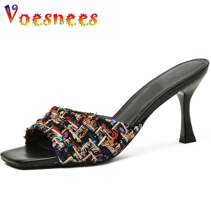 

Xiao Xiang Feng Korean Style Square Toe Open Toe Slippers Summer Women Sandal Fashion Sexy Party Lady Style Outdoor High Heels