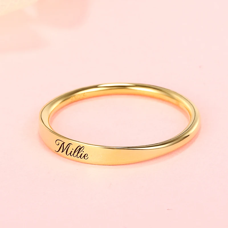 Personalized 925 Silver Custom Name Ring Engraved Initial Date Coordinates Name Delicate Stackable Rings Women Men Jewelry New