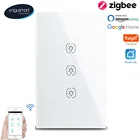Yagusmart Tuya Zigbee переключатель Smart Touch светильник переключатель без нейтральный требуется Alexa Google Home голосовое Управление 110-240V 1 2 3 Gang