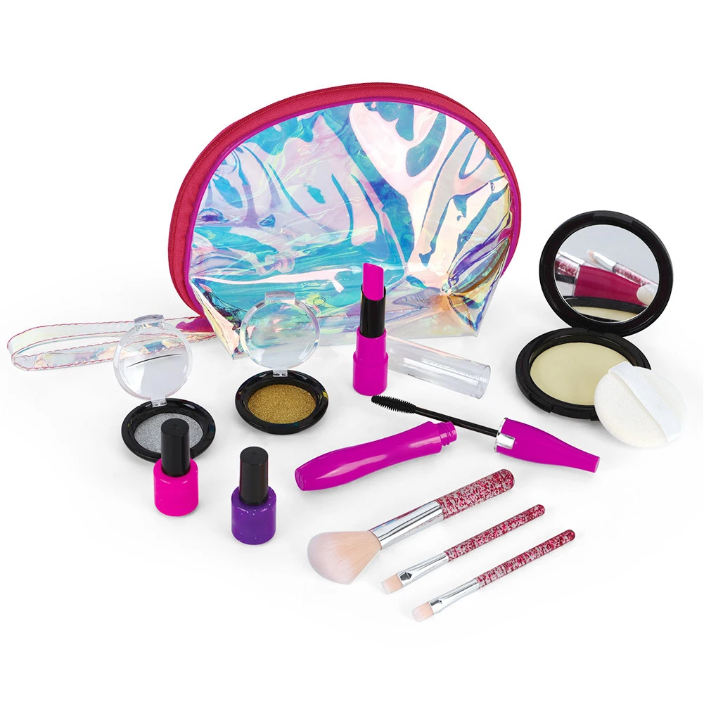 

Children Gift Princess Cosmetic For Girls Pretend Play Non-toxic Dressing Travel Kids Makeup Set Stylish Bag Simulation Washable