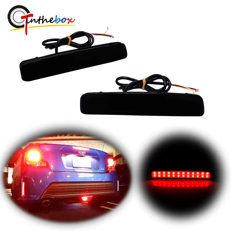 

Gtinthebox Red LED Bumper Reflector Lights Tail /Brake Light Rear Fog Light For 2012-2017 Toyota Prius V &For 2014-2016 Scion tC