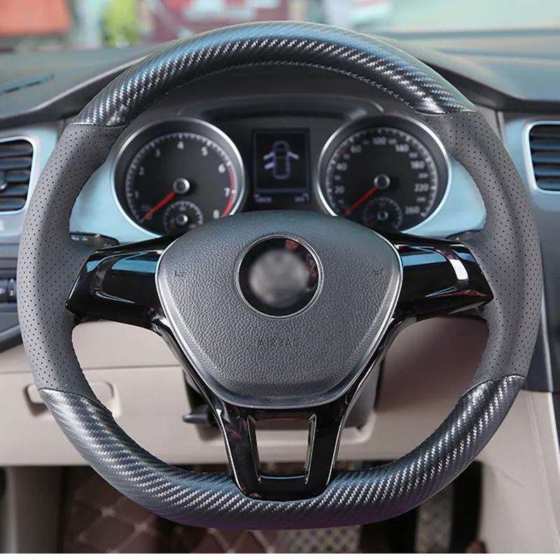 Чехол для руля из углеродного волокна и черного цвета с отверстием подходит