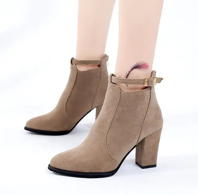 Лидер продаж Женские ботинки Сезон зима-осень Женская обувь на высоком каблуке 8 5