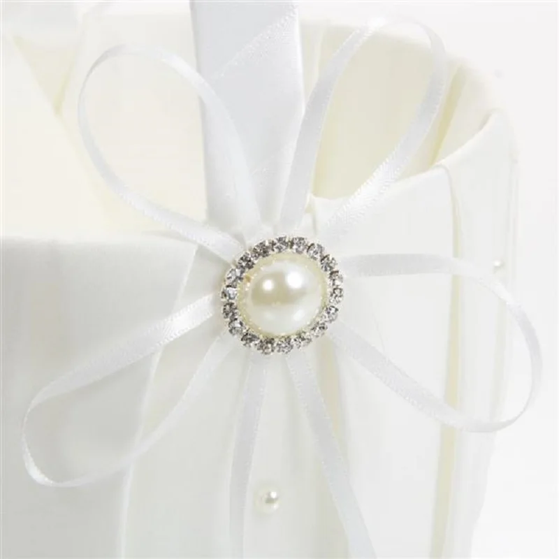 Атласная Свадебная Цветочная корзина с бантом и жемчугом для девочек свадебная