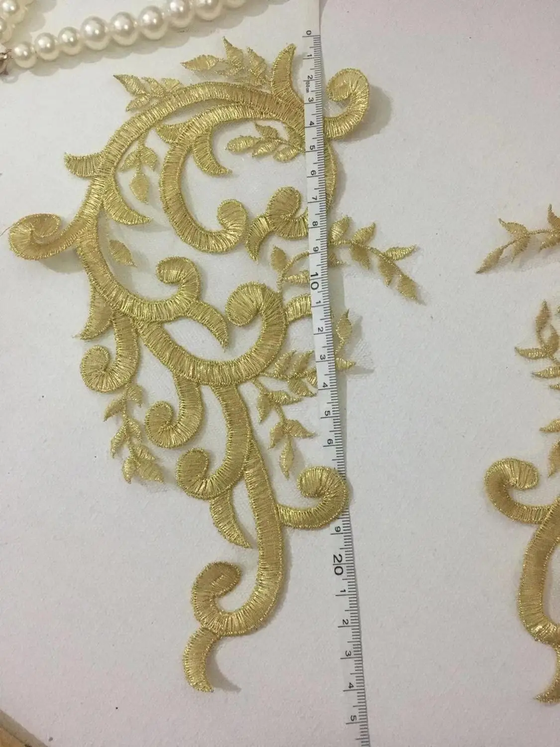 Нежная 1 пара 24*15 см золотая аппликация с кружевной отделкой шитье ремесло для