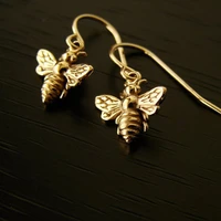 cute golden silver color filigree bee earrings honey bee drop dangle earring for women trendy wedding earring jewelry gift