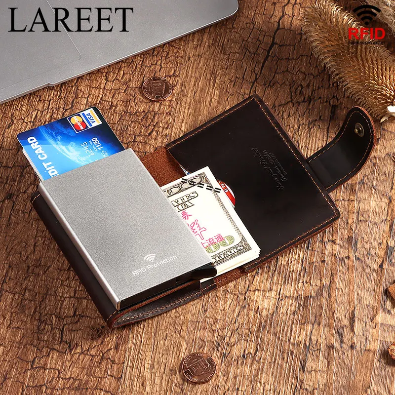 Slim Male Walet Short ID Men Wallets Luxury Hasp Purse Genuine Leather Bank Card Holder Credit Travel Credential Coin Money Bag