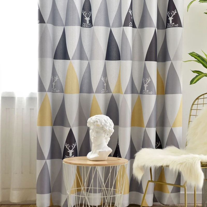 Светонепроницаемые шторы для гостиной детской спальни желтого и синего цветов с