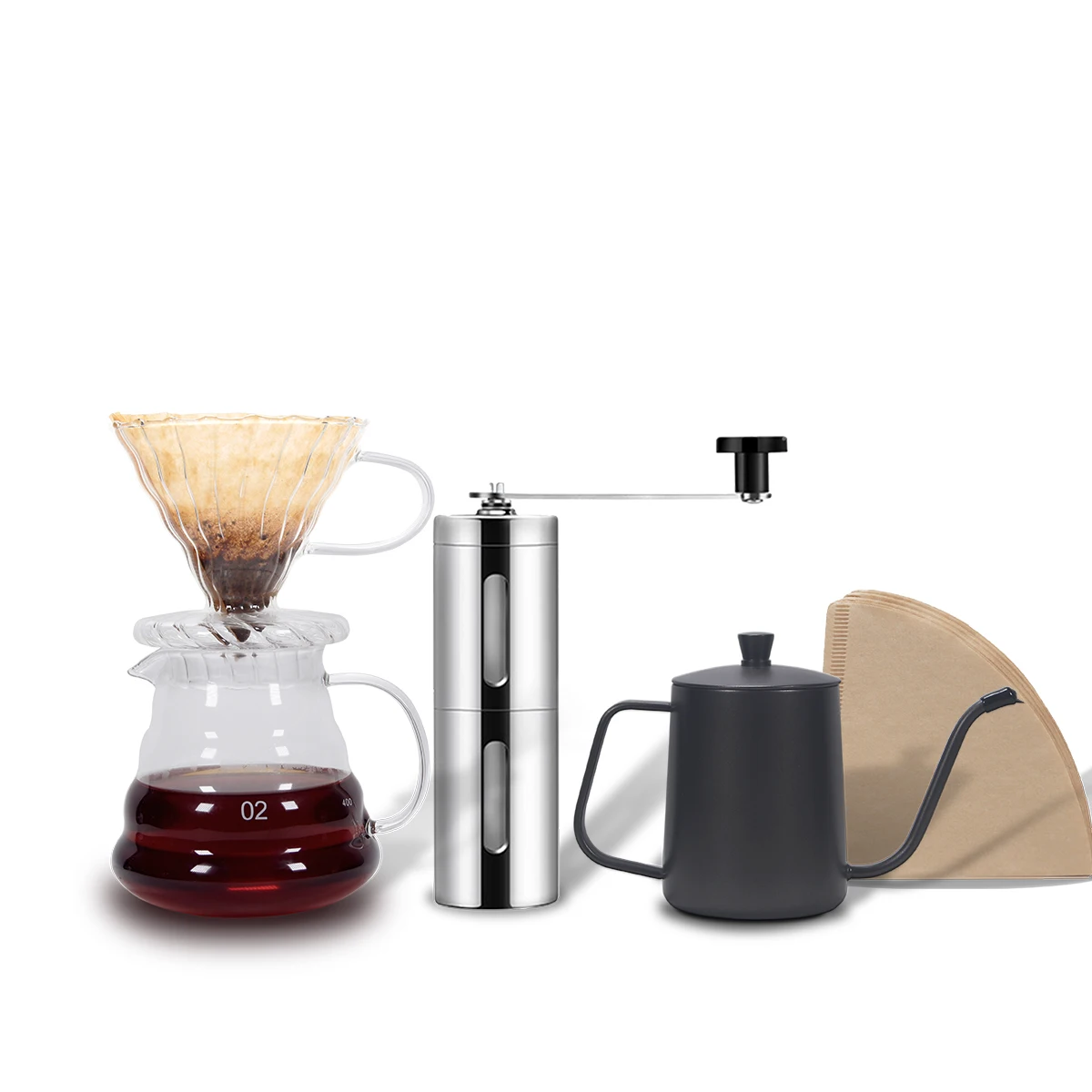 Кофейные Наборы Swabue Pour Over V60 Filter Papesr Dripper glase Pots 500 мл ручная кофемолка