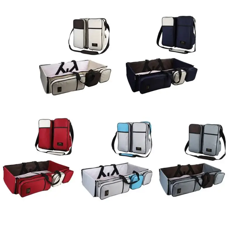 

3 in 1 Mummy Tote Shoulder Handbag Folding Baby Bed Portable Nappy Diaper Bag
