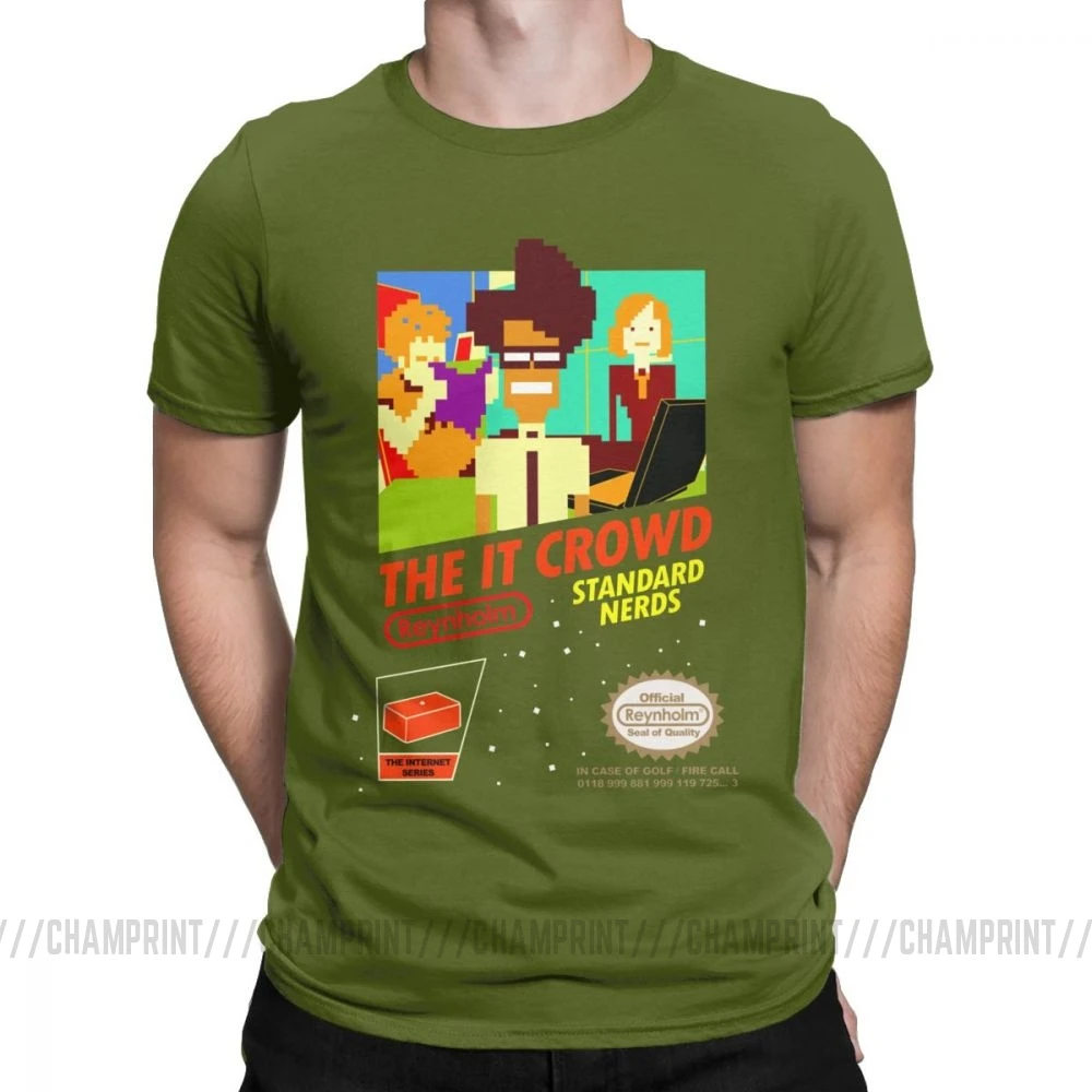 The It Crowd Nes 8 Bit футболки игровые зануды забавные гики компьютерные технологии ТВ шоу мужские футболки винтажные футболки подарок идея одежда - Цвет: Армейский зеленый