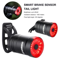 high quality bicycle smart auto brake sensing light ipx6 waterproof tail light usb rechargeable cycling led bike rear light