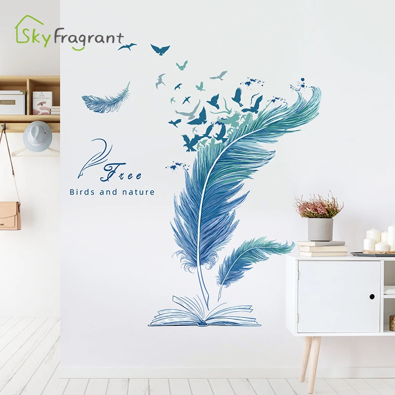 

Creative home stickers feather of nature wall sticker bedroom decor sofa background self-adhesive wall decor room decoration
