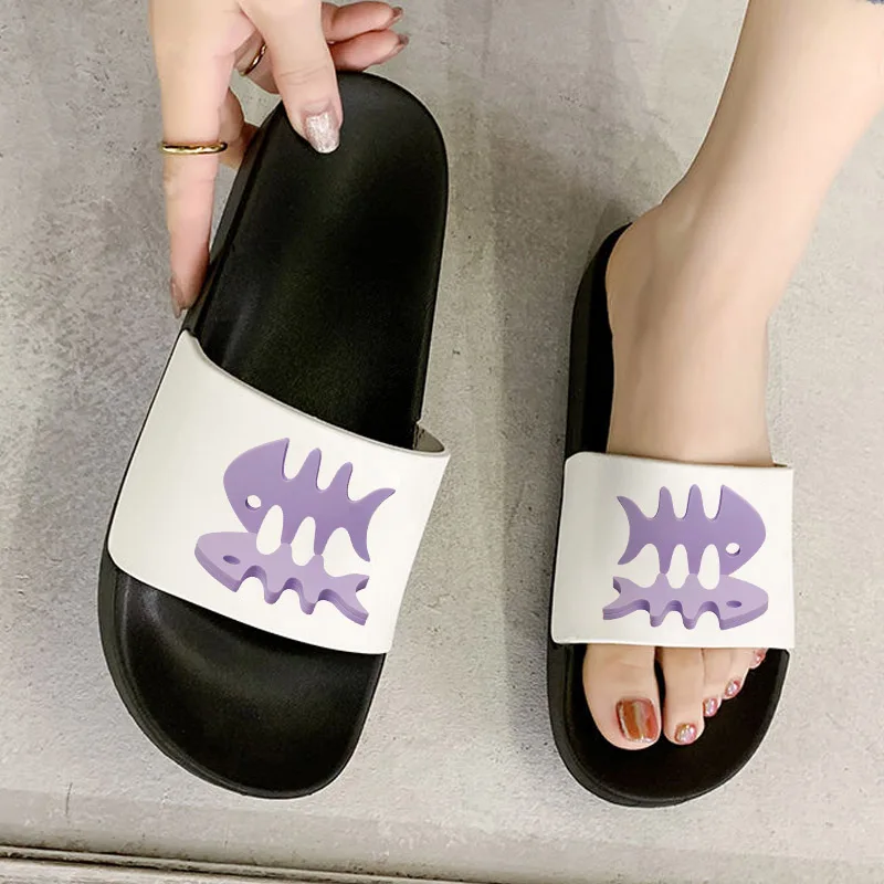 

Hot Summer 2021 New Trend fishbone simple fashion sandals Beach Fashion Open Toe Slippers Printed Women's Non-slip Slides