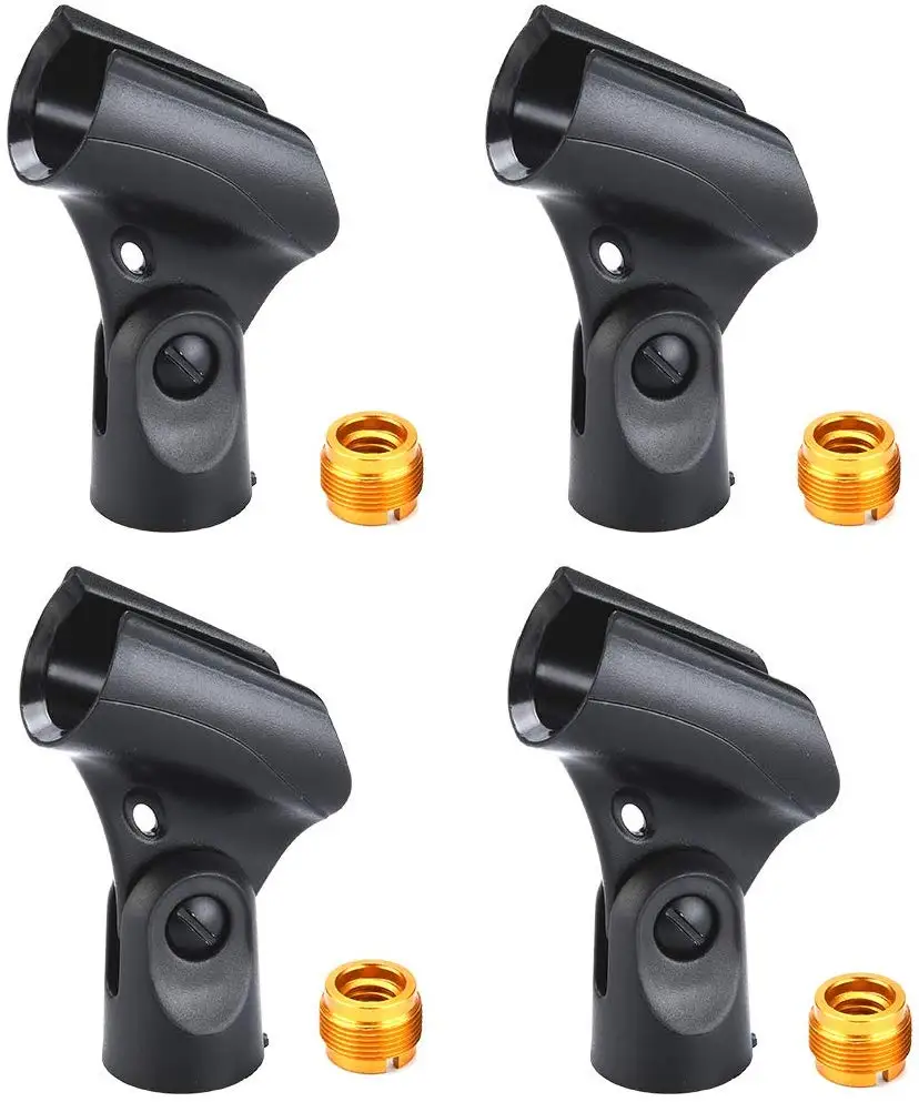 

Microphone Clip Holder 4-pack with 5/8" Male to 3/8" Female Nut Adapters,black