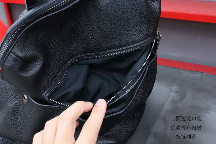 Рюкзак женский из натуральной кожи роскошный черный модный дизайнерский мягкой