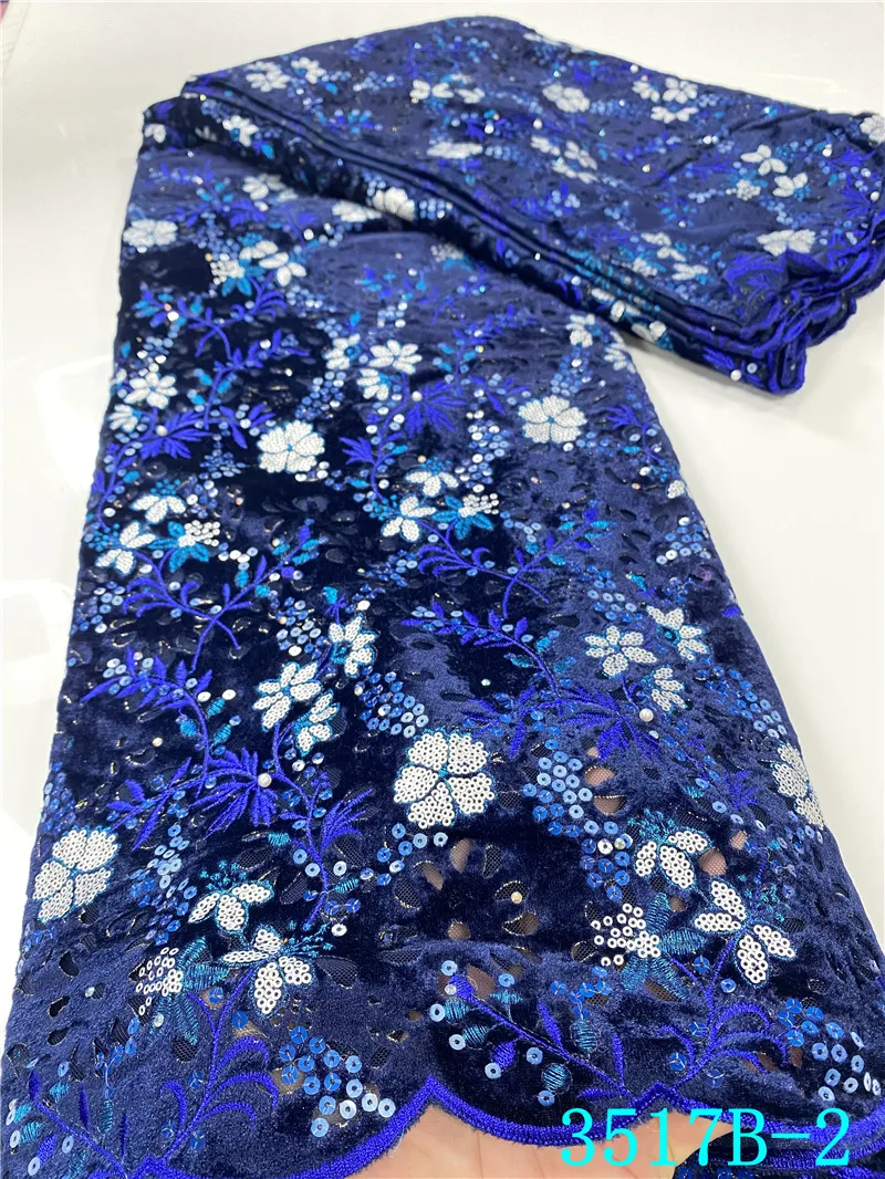 

NIAI African Lace Fabric 2020 High Quality Velvet Lace with Sequins French Nigerian Lace For Wedding Dress XY3517B-3