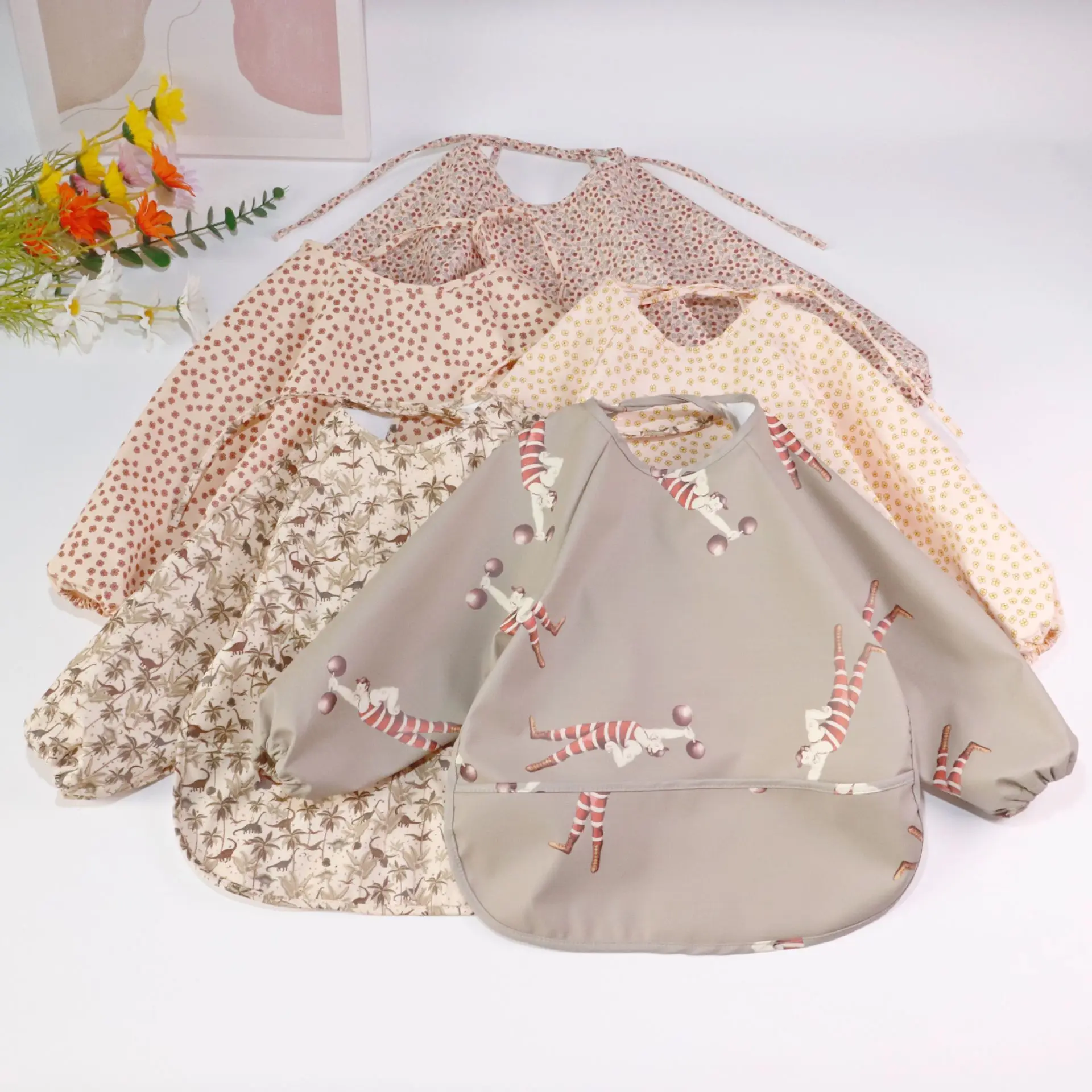 Baberos impermeables de manga larga para beb&eacute;, conjunto de 2 unids/set, bata para beb&eacute; (0-3 a&ntilde;os)-0