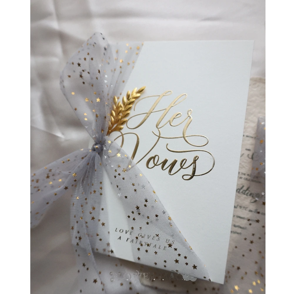 

2pcs Korean Style Ins Wedding Speech Vow Book with Star Yarn Bride and Groom Wedding Vows Card 14x20cm Wedding Decoration