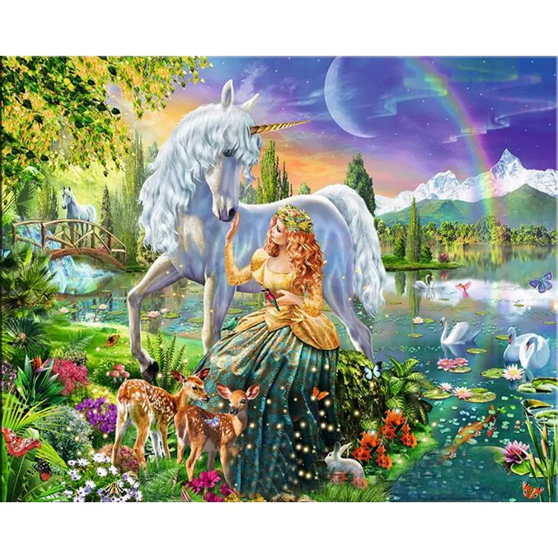 

SELILALI Beautiful Princess And Horse Scenery Painting By Numbers Kits For Adults Hand Painted Oil Picture By Number Unique Diy