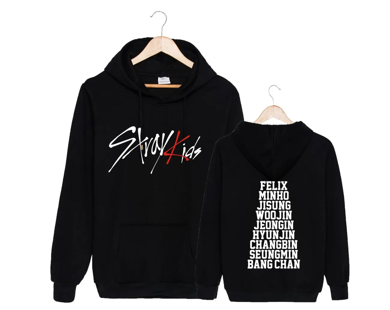 Straykids/модный детский пуловер с капюшоном, бархатный пуловер больших размеров для мужчин и женщин - Цвет: black10