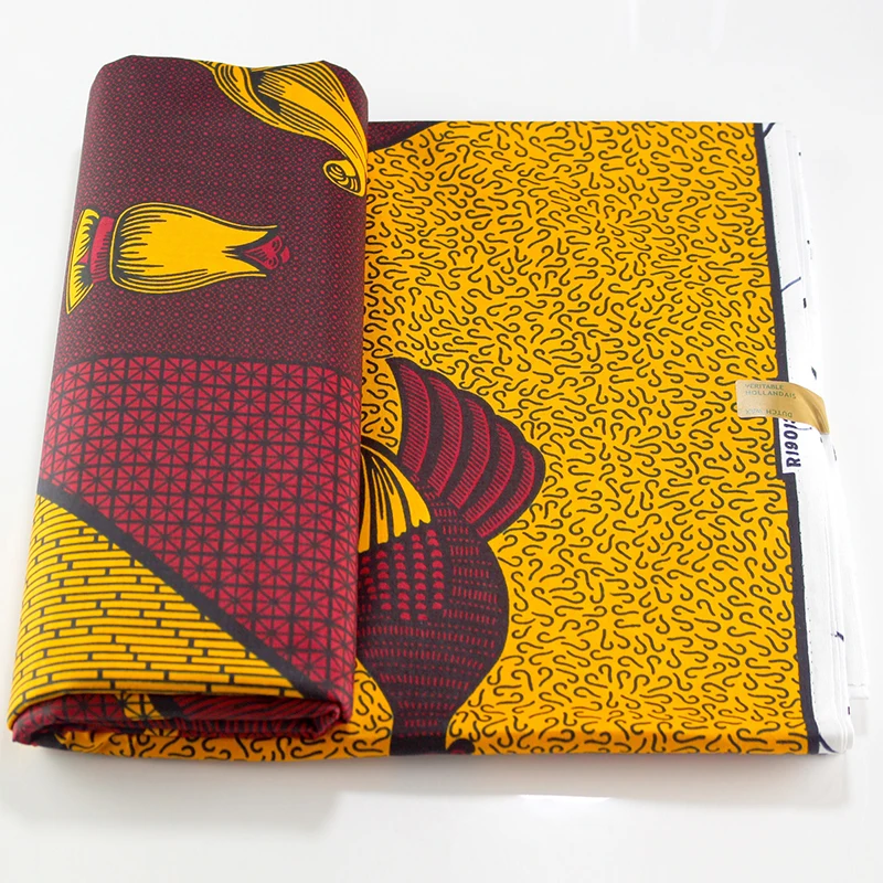 Восковая ткань из 100% хлопка в африканском стиле восковая с принтом для шитья 6