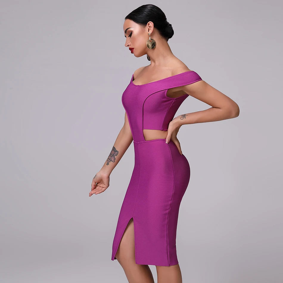 nova moda de alta qualidade cinza roxo сексуальное Бандажное платье без бретелек oco celebridade vestido apertado