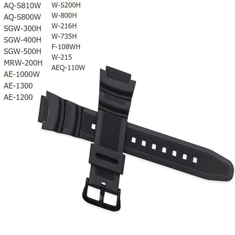 Rubber Strap Suitable for-Casio AE-1000w  SGW-400H / SGW-300H Silicone Watchband Pin Buckle Strap Watch Wrist Bracelet Black