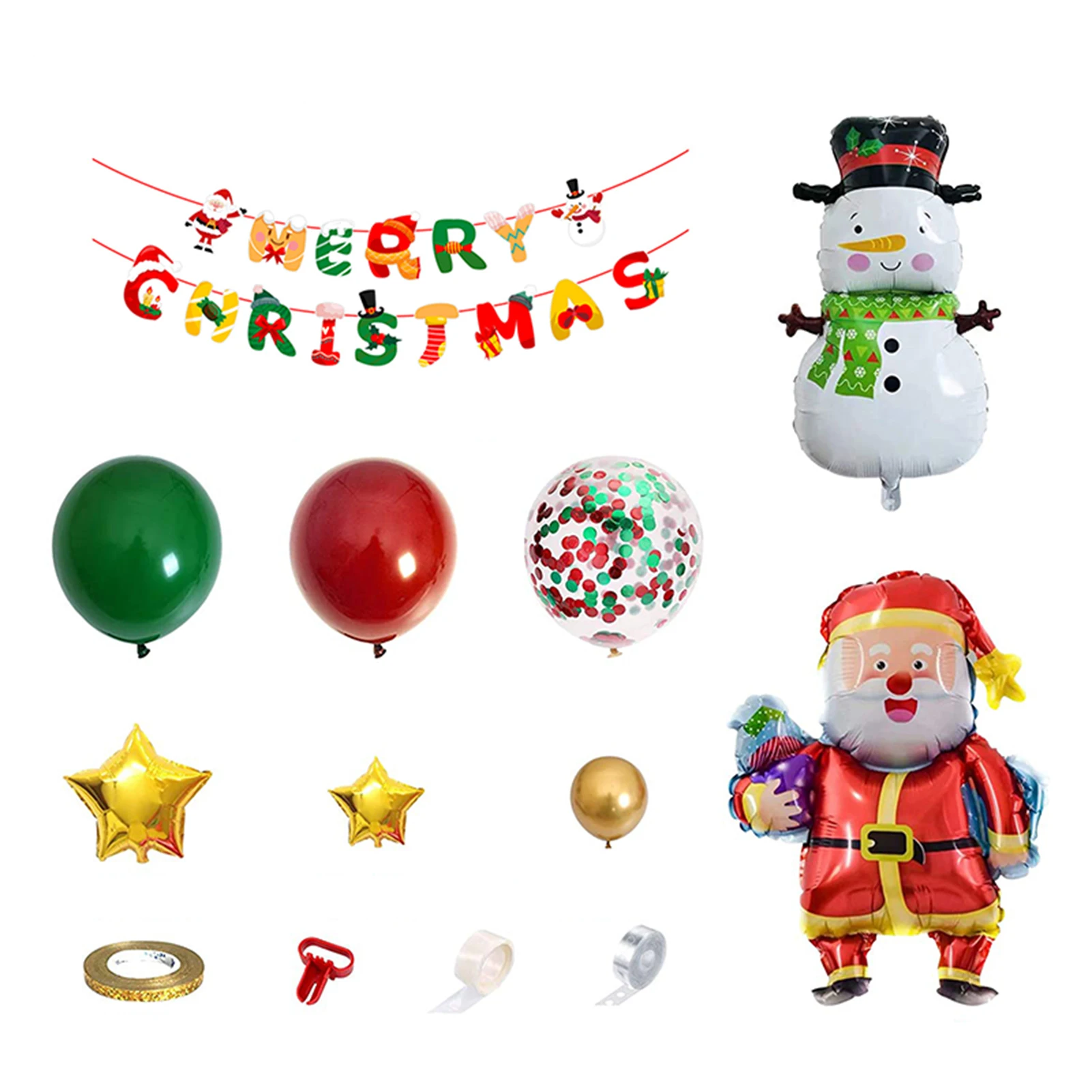

Christmas Balloon Arch Set with Banner Colorful Latex Aluminum Film Balloon Creative Xmas Party Background Wall Decor WWO66