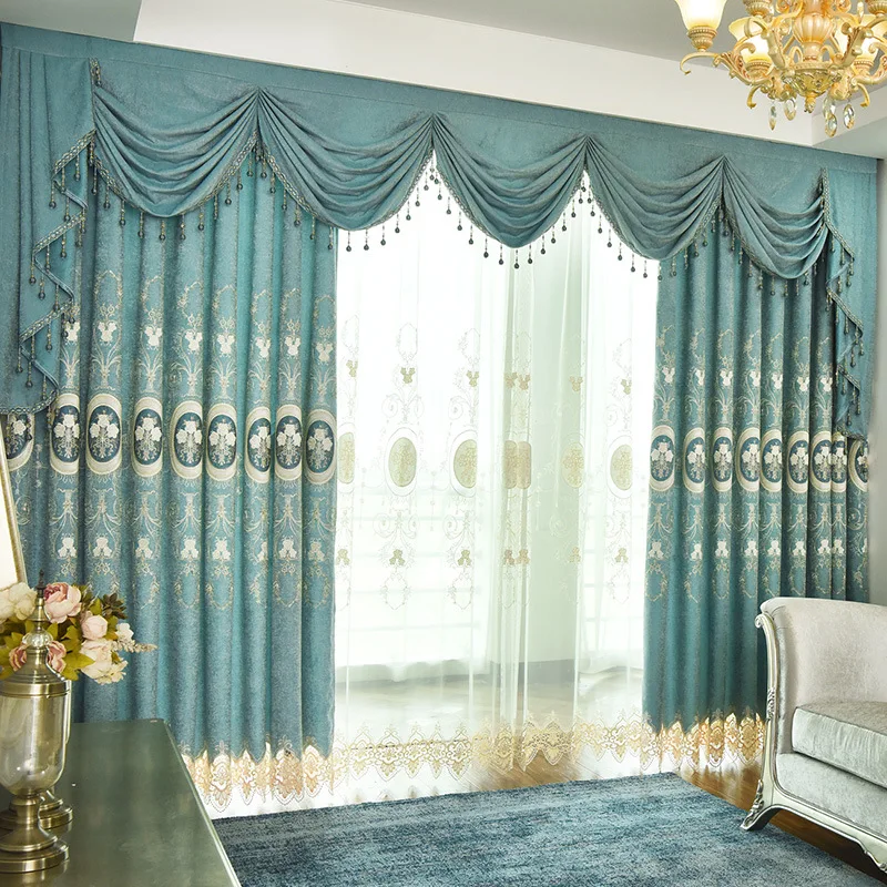 

2021 New Fresh American Simple Modern Xuenier Embroidery Curtains for Living Dining Room Bedroom.