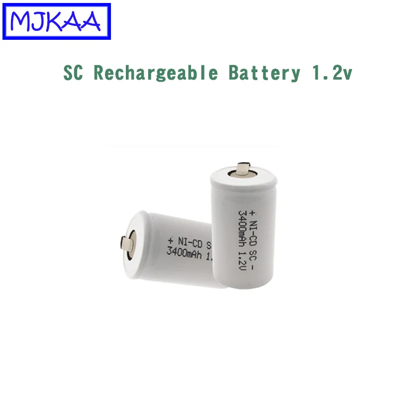12 шт MJKAA SC 1,2 V перезаряжаемая батарея 3400mAh SC Sub C Ni-CD ячейка со сварочными вкладками для электрической дрели шуруповерт
