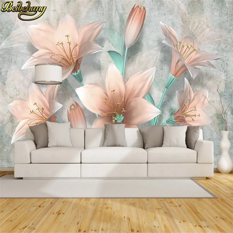Beibehang пользовательские фото обои стерео большие розовые розы художественная