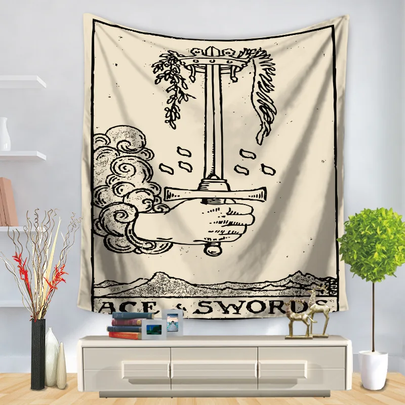 Черно-белый дьявол с крыльями Классические европейские стили гобелены Пляжная
