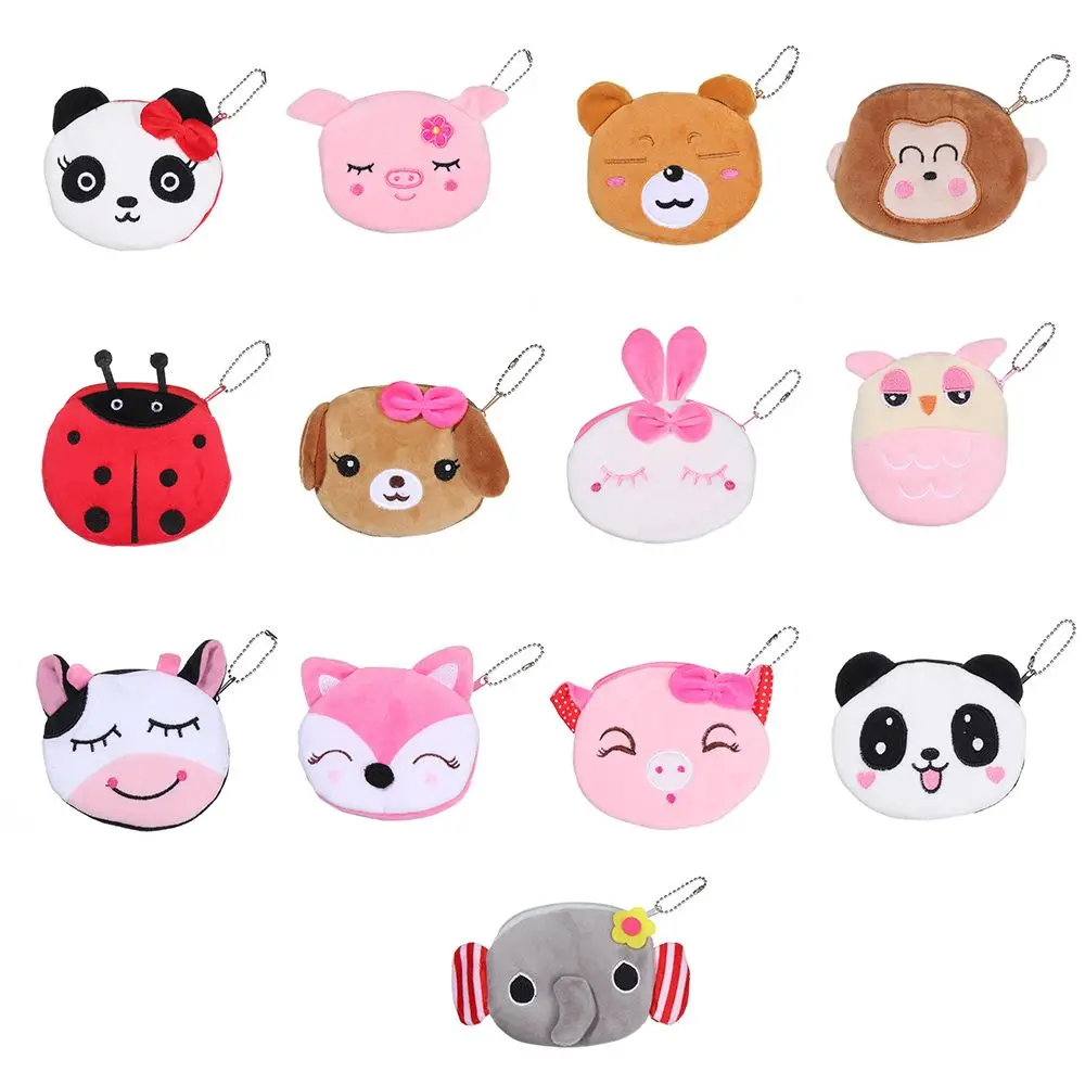 

Key Pocket Monkey Rabbit USB Cable Bag Earphone Case Mini Cute Wallet Panda Dog Plush Animal Doll Cartoon Coin Purse