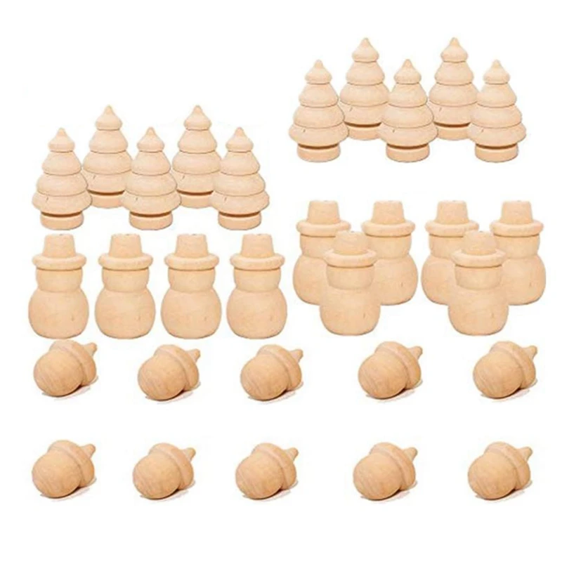 

30Pcs Unfinished Wood Peg Doll ,Wooden Handicraft Ornaments Family Handmade DIY Toy Puppet