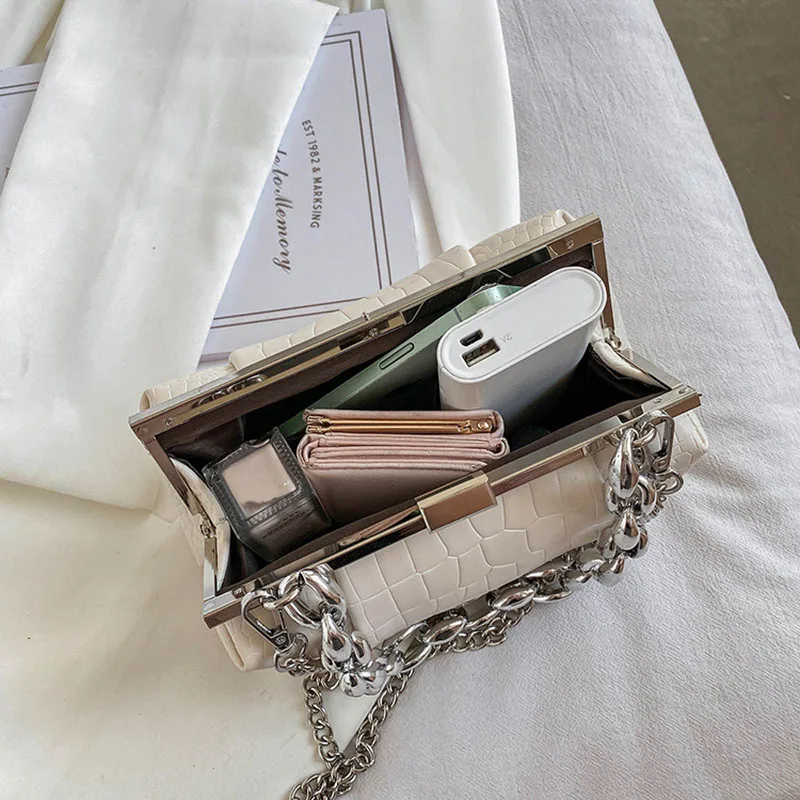 

Simple Fashion Small PU Leather Chain Shoulder Handbags Stone Pattern 2021 Women Hand Bags