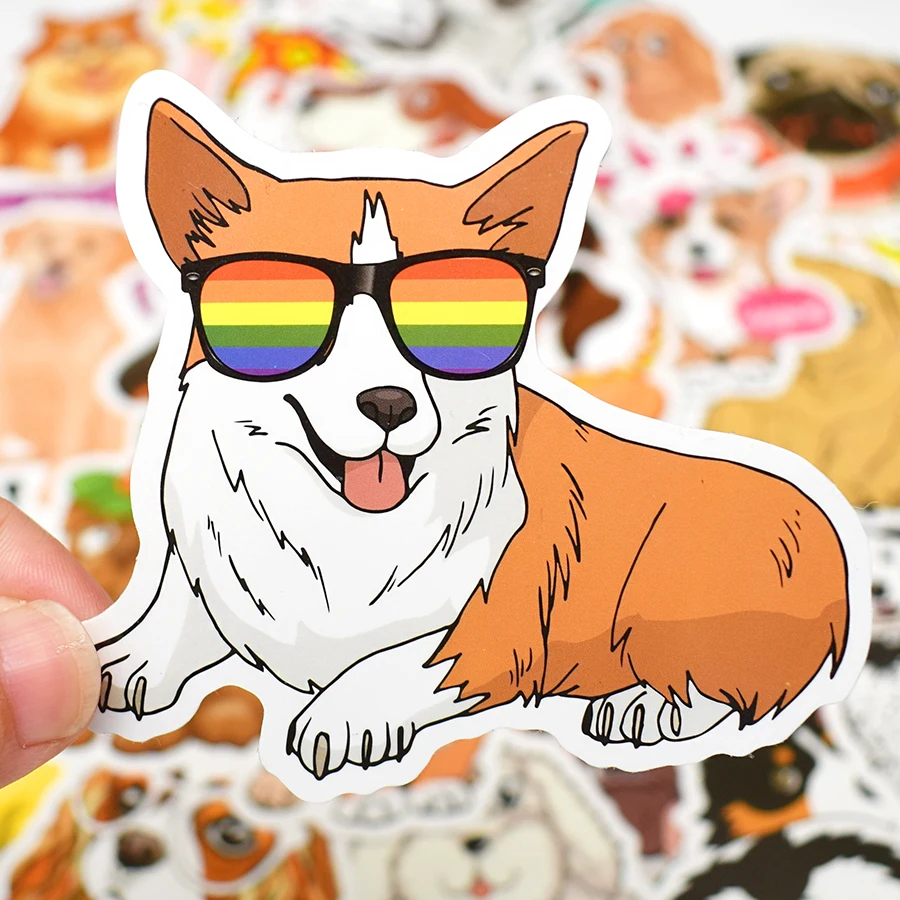 Pegatinas de dibujos animados para perros, diferentes estilos, pegatina de perro, animales, divertido Corgi para tel&eacute;fono port&aacute;til, suministros para mascotas, regalos para fiesta para ni&ntilde;os, 50 Uds.-3
