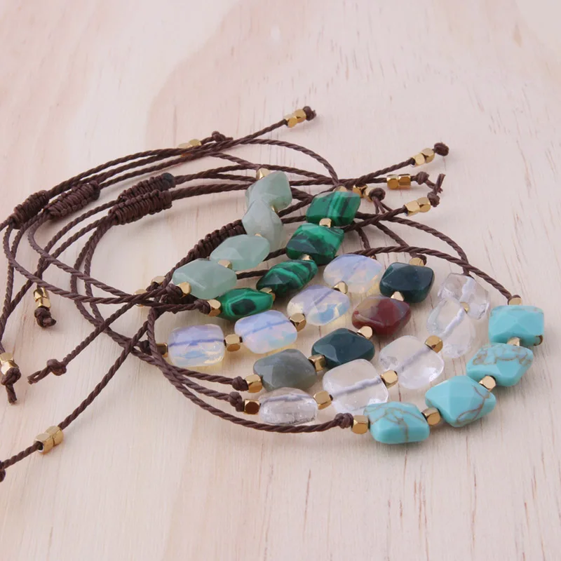 NeeFu WoFu Многослойные браслеты бусины из натурального камня браслет нержавеющей