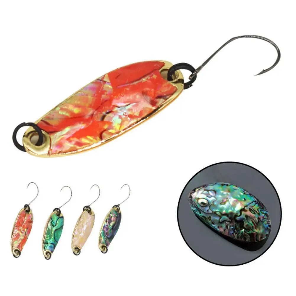 

Fishing Lure Abalone Single Hook Bite Fishing Spoon Abalone Shell Spoon For Sea Trolling Gift Fishing Tackle Pearl Green Dark