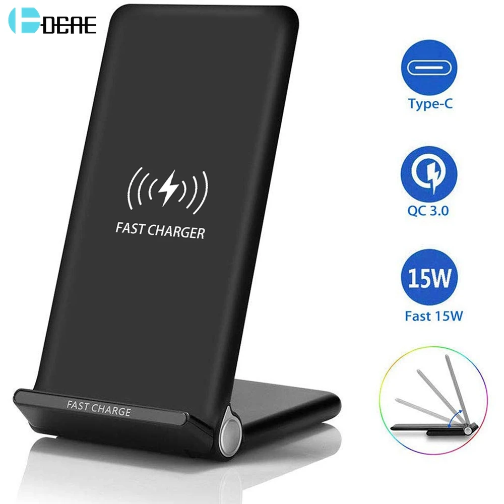 DCAE складной 15 Вт Qi беспроводной зарядный стенд для iPhone 11 Pro 8 X XS XR samsung S10 S9 S8 Note 10 9 10 W быстрая зарядка Pad QC 3,0