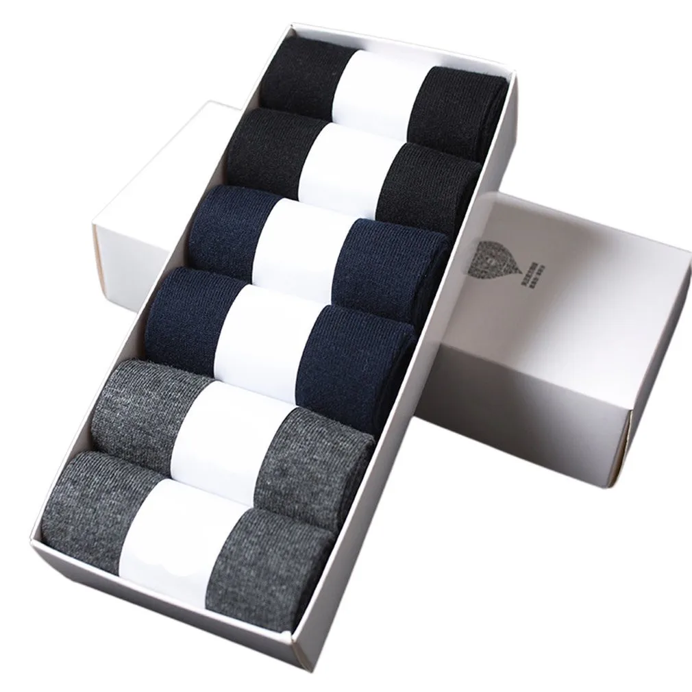 Носки мужские хлопковые деловые Повседневные Дышащие короткие черные 6 пар