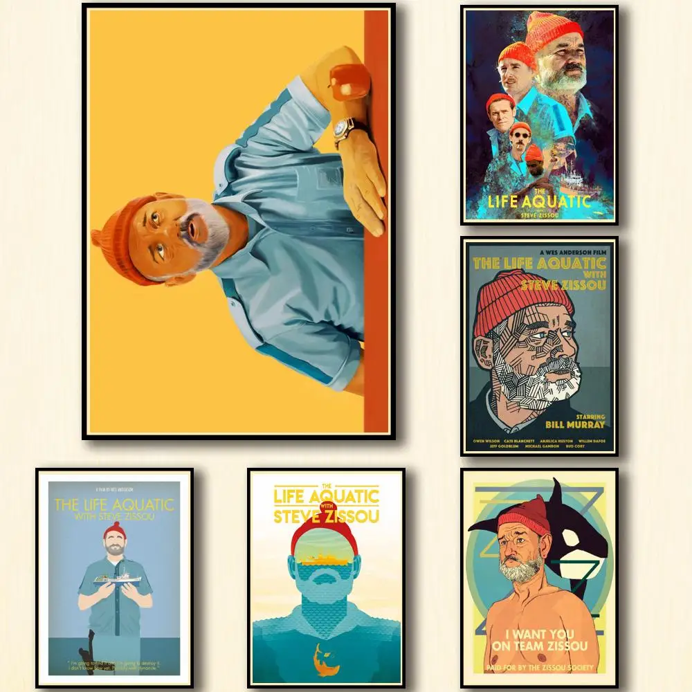 27 дизайнов Wes Anderson фильм Жизнь водная с Стивом Зиссоу белая бумага плакат