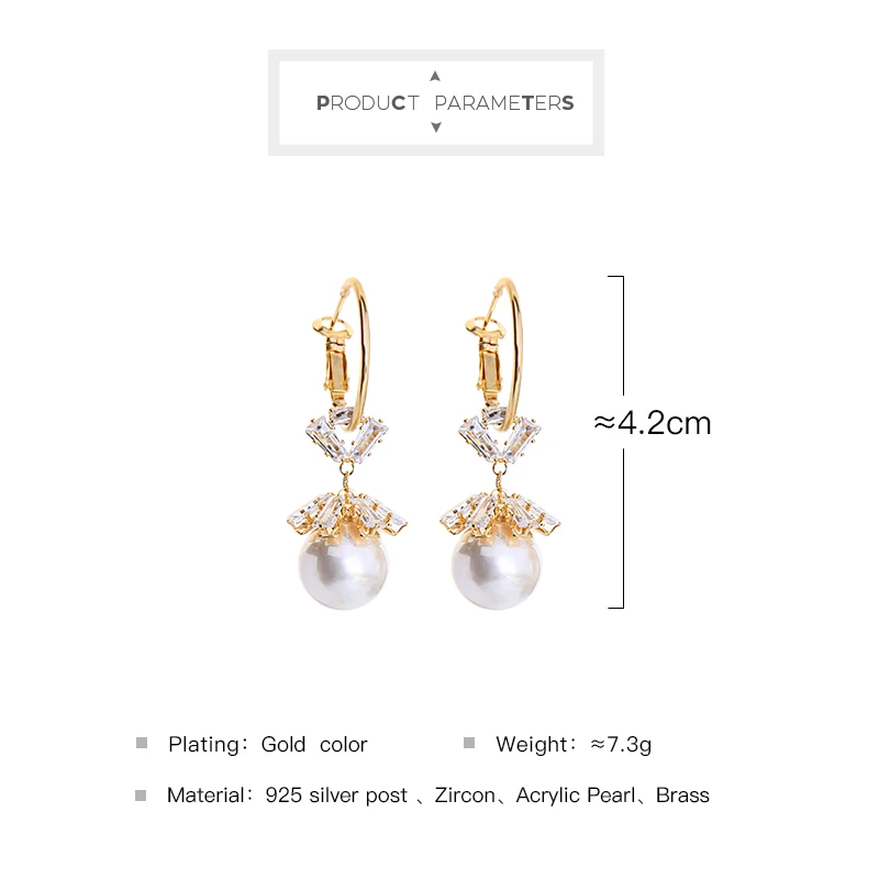 

Gold Pearls Luxurious Crystals Dangle Drop Earrings for Women Office Lady Jewelry Pearls Earrings