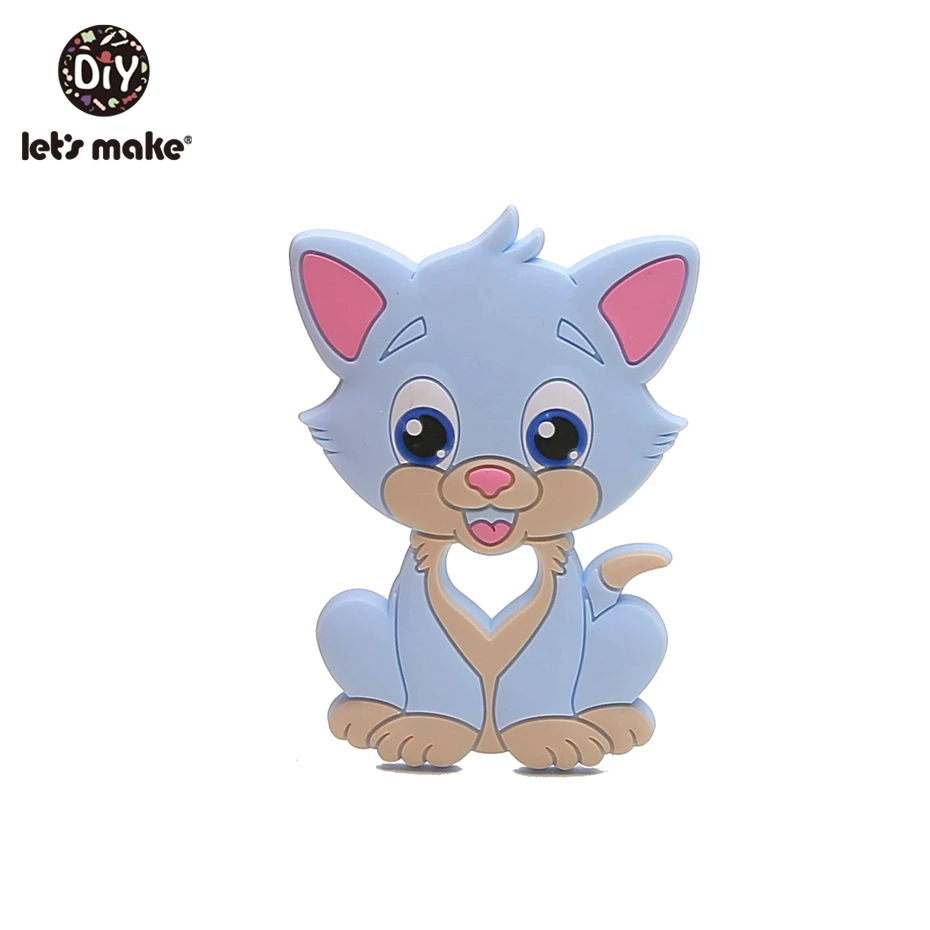 Candy Blue Cat 1 шт. силиконовый Прорезыватель для зубов Bambi Sika олень сенсорная игрушка для новорожденного ребенка аксессуары для ухода за ребенком органический Прорезыватель для зубов - Цвет: Candy Blue Cat