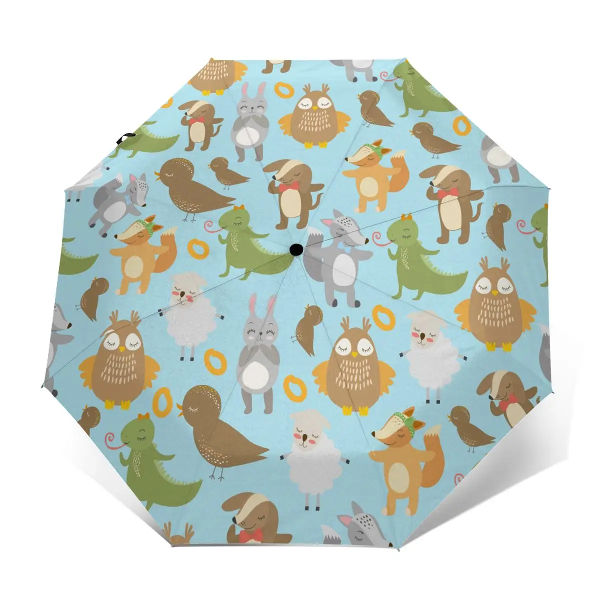 

Автоматический зонт от дождя для женщин, складной тройной Зонт с милыми птицами, с животными, зонтик с защитой от ветра, водонепроницаемый